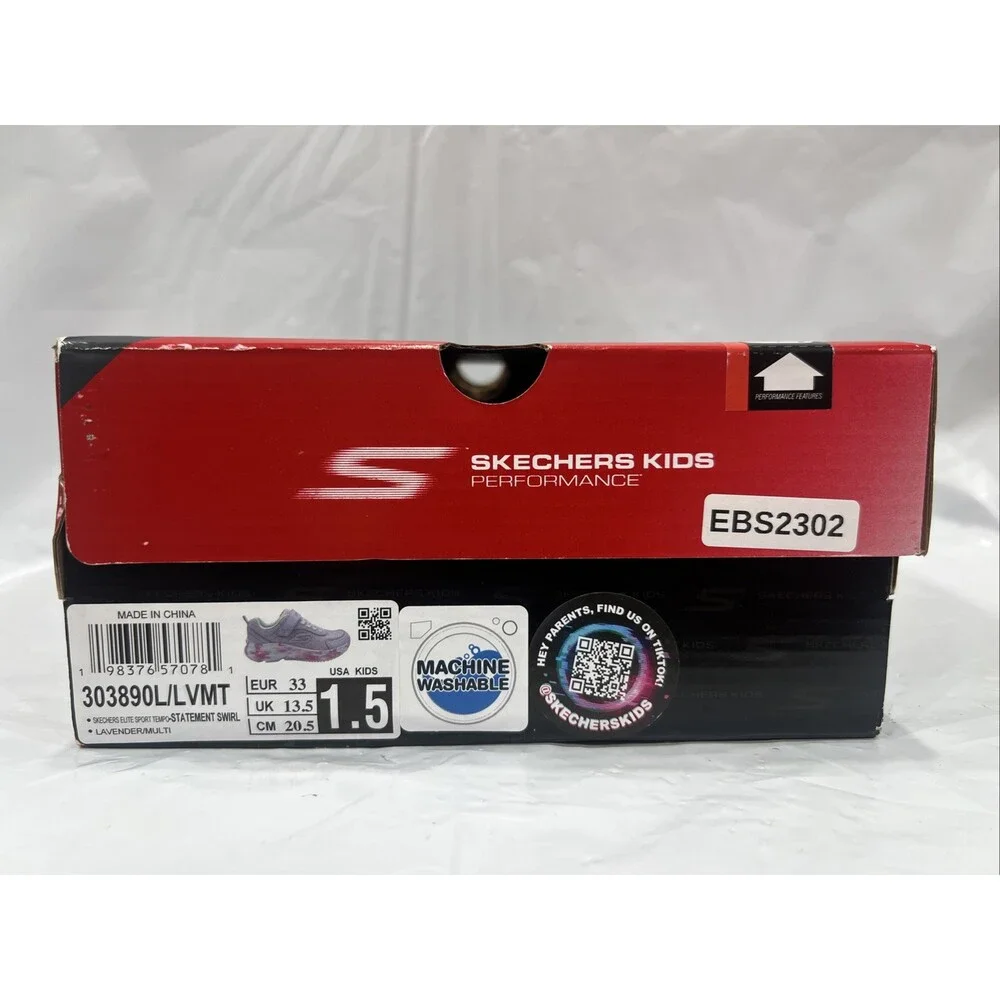 Skechers Elite Sport Tempo-Statement Swirl Sneaker Kids 1.5 Purple Shoes EBS2302